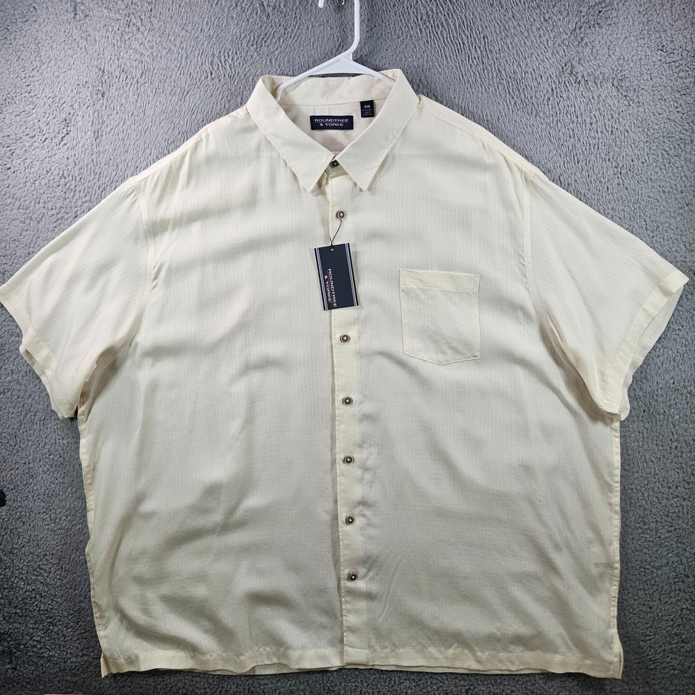 NEW Roundtree &‎ Yorke Summer Shirt Men 4XB Short Sleeve Button Up Light Yellow